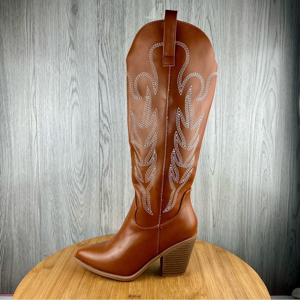 WOMEN’S KNEE HIGH COWBOY BOOTS (CATTLE-9) - Picture 3 of 12